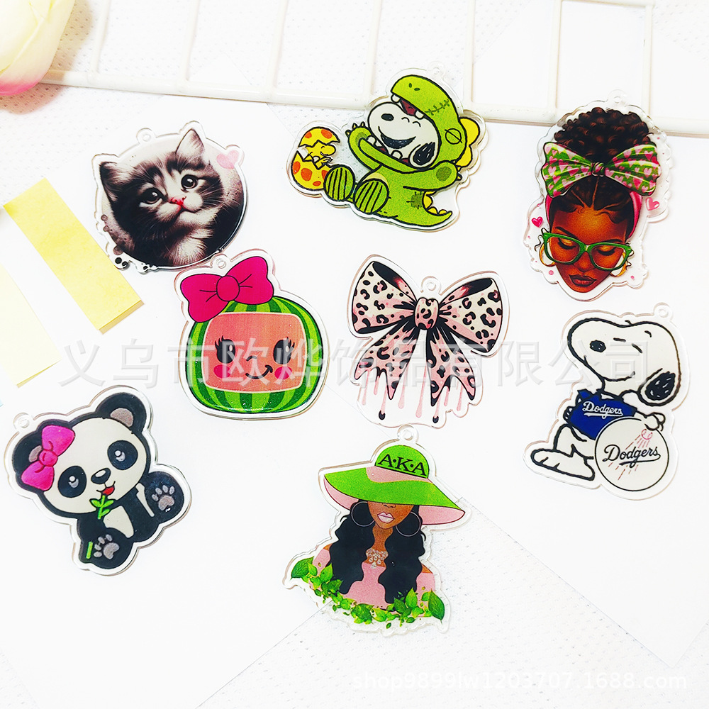 Wholesale Cross-Border New Loose wder Cartoon Girl Bear Dog Bag Pendant Acrylic Cute DIY Patch Aessories