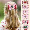 Wholesale Pink Plaid Cherry Print Bow Hairpin