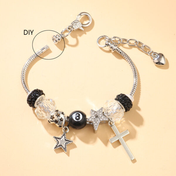 Wholesale Crystal Black Bead Star Cross Adjustable Bracelet
