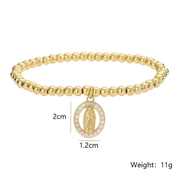 Wholesale Vintage Style Simple Style Cross Copper 18k Gold Plated Zircon Bracelets In Bulk