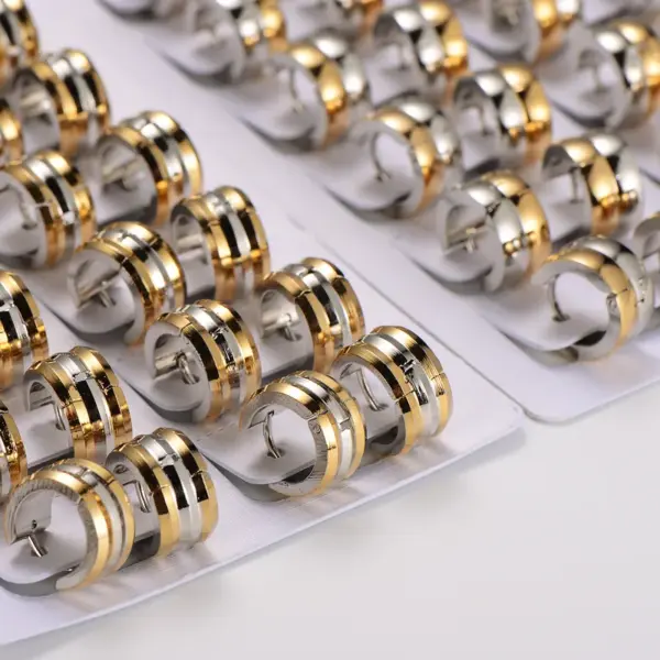 304 Stainless Steel Round Electroplating No Inlaid Imitation Gold Simple Style Waterproof Non Tarnish Polishing Gold Hoop Earrings