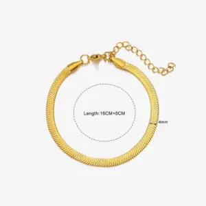 Gold / Snake bones chain-4mm