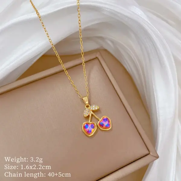 Wholesale Electroplating 18K Gold Golden Plated Cherry Titanium Steel Brass Elegant Classic Style Commute Jewelry Set