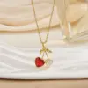 Wholesale Jewelry Simple Style Cherry Titanium Steel Plating Pendant Necklace
