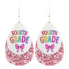 Wholesale Cross-border Amazon Ladies Teacher Earrings Double-layer Water Drop Leather Printed New Term Ritual Earrings