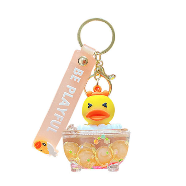 Wholesale Cartoon oil-filled yellow duck keychain creative duck car bag doll key chain pendant small gift