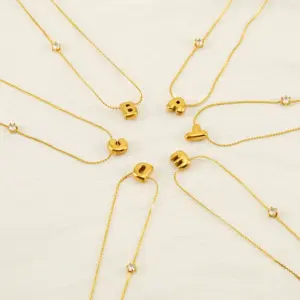 Wholesale Ion Plating (IP) 18K Gold Plated Letter 304 Stainless Steel Casual Romantic Waterproof Non Tarnish 304 Stainless Steel Necklace