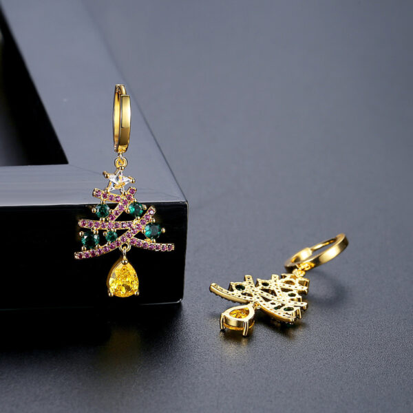 Wholesale Christmas tree zircon-encrusted earrings for women