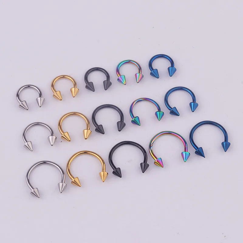 Wholesale 316L Stainless Steel Nose Rings & Studs Geometric Waterproof Non Tarnish Surgical Steel