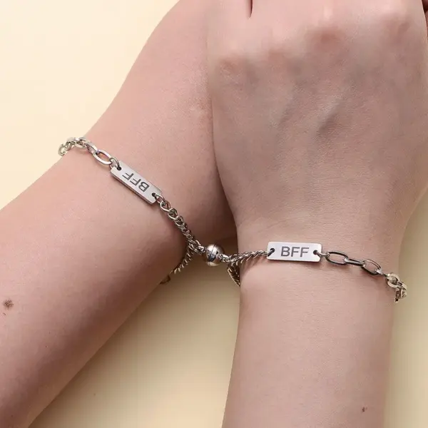 Wholesale 1 Pair Fashion Letter Stainless Steel Handmade Bracelets