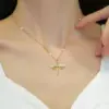 Wholesale PVD Coated Real Gold Plated Dragonfly Titanium Steel Classic Style Waterproof Non Tarnish Titanium Steel Pendant Necklace