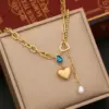 Wholesale Fashion Heart Shape Stainless Steel Pearl Plating Inlay Zircon Bracelets Earrings Necklace