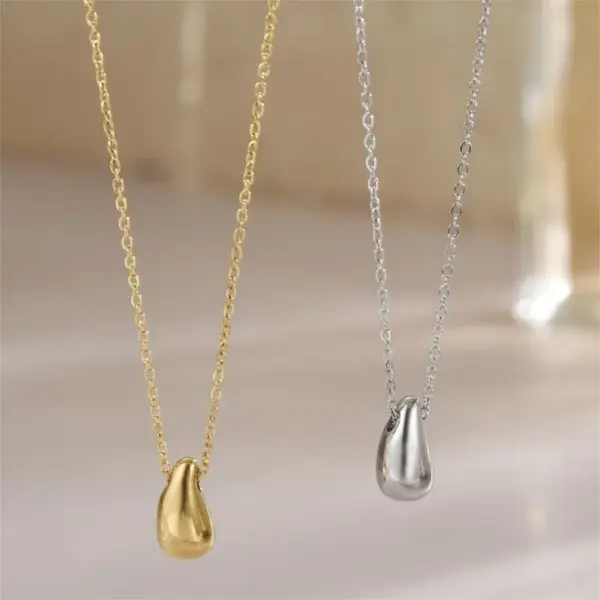 PVD Coated 18K Gold Plated Water Droplets 304 Stainless Steel Vintage Style Waterproof Non Tarnish 304 Stainless Steel Pendant Necklace