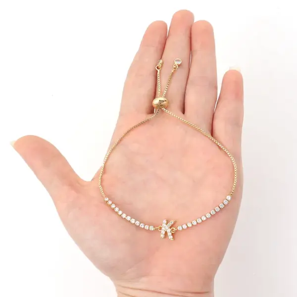Wholesale Copper Inlay Letter Zircon Bracelets