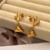 Wholesale Vintage Style Simple Style Geometric Heart Shape Mixed Metal 304 Stainless Steel 18K Gold Plated Ear Studs