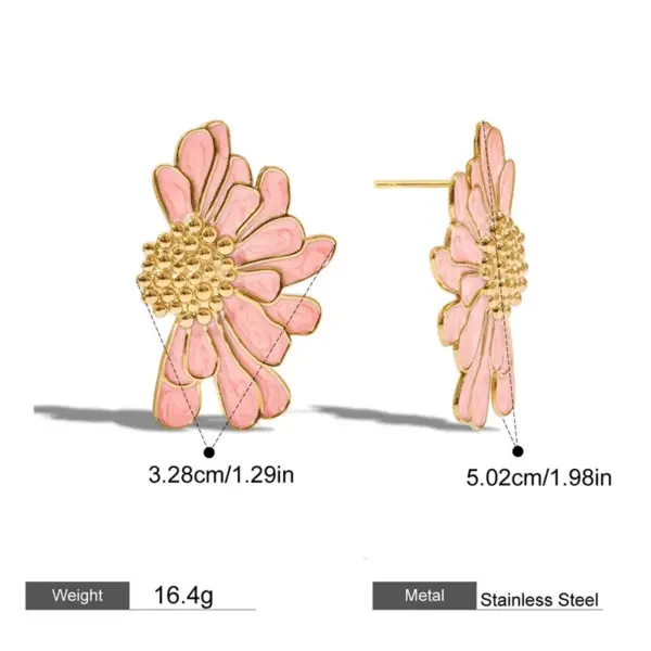 Wholesale 304 Stainless Steel Flower PVD Coated 18K Real Gold Plated 18K Gold Casual Elegant Waterproof Non Tarnish Plating Gold Ear Studs