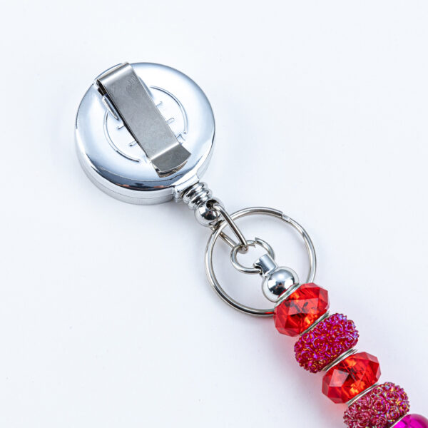 Wholesale DIY retractable card holder with beaded metal smooth pull tab