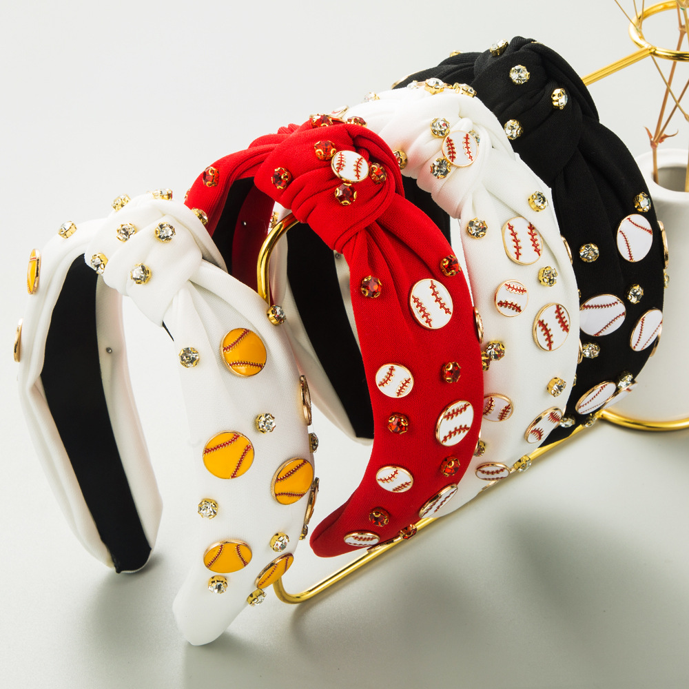 Wholesale Cross-border fashion new srts softball baseball aessories hairband trend diamond wide-brimmed hair aessories Amazon explosions