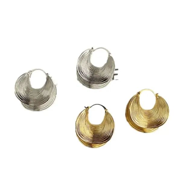 Wholesale 1 Pair Novelty Geometric Irregular Plating Pleated Copper Gold Plated Earrings