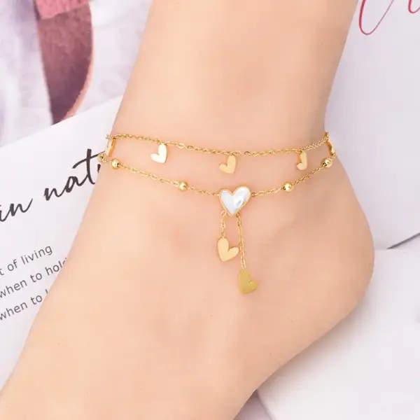 Wholesale 304 Stainless Steel Star Moon PVD Coated Acrylic 18K Real Gold Plated Elegant Romantic Solid Color Waterproof Non Tarnish Anklet