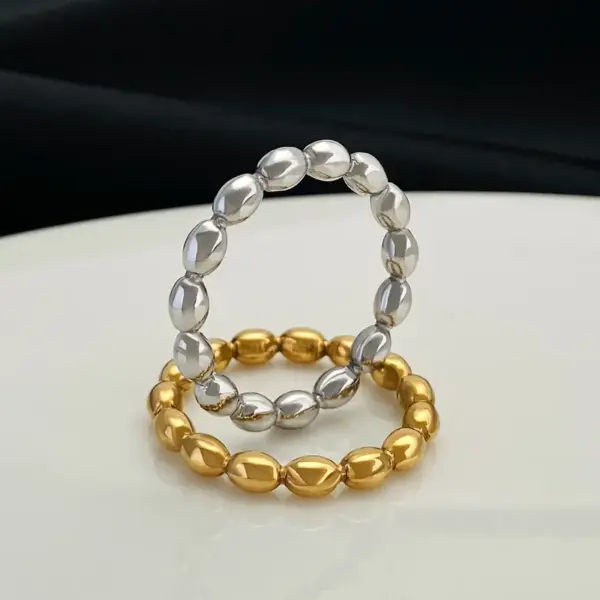PVD Coated Gold Plated Solid Color Stainless Steel Simple Style Waterproof Non Tarnish Rings