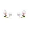 1 Pair Sweet Flower Plating Imitation Pearl Alloy Ear Studs