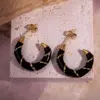 Simple Style Round Enamel Plating 304 Stainless Steel Earrings Ear Studs