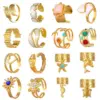 Wholesale 304 Stainless Steel Flower Ion Plating (IP) K Gold Plated Silver Plated IG Style Waterproof Non Tarnish Surgical Steel Hollow Out Open Rings