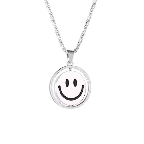 Wholesale Amazon Stainless Steel Rotating Smiley Sweater Necklace Hip-Hop European and American Long Style 2023 New Ins Jewelry Versatile