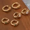 Wholesale 1 Pair Simple Style Commute Cross Crown Copper Plating Inlay Zircon 18k Gold Plated Hoop Earrings