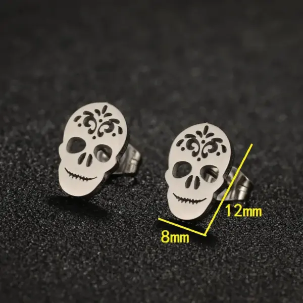 PVD Coated Real Gold Plated Skull Stainless Steel Hip-Hop Cool Style Waterproof Non Tarnish Ear Studs