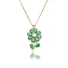 Wholesale Fashion Titanium Steel Necklace For Women Simple Design Zircon Flower Rotating Pendant Bowknot Original Design Jewelry Accessory
