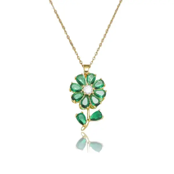 Wholesale Fashion Titanium Steel Necklace For Women Simple Design Zircon Flower Rotating Pendant Bowknot Original Design Jewelry Accessory