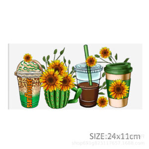 Sunflower Drink Cup Series Transparent Crystal Water Cup Waterproof Sticker
