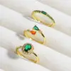 Wholesale Brass 18K Gold Plated Plating Inlay Solid Color Zircon Open Rings