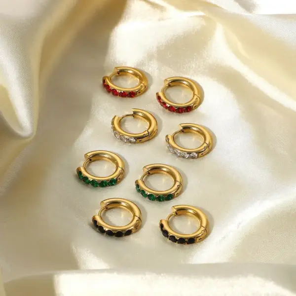 Wholesale Geometric Plating 304 Stainless Steel Artificial Gemstones Earrings