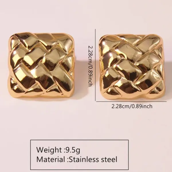 1 Pair Elegant Retro Sector Square Rhombus 304 Stainless Steel Imitation Gold Electroplating Ear Studs