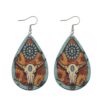 oly-3b73d166b6d70ee5d96d53919ecc8c87 Wholesale 1 Pair op Earrings Cow's Head Printed Decoration Retro Style Wood Material Fashionable Elegant Banquet Party