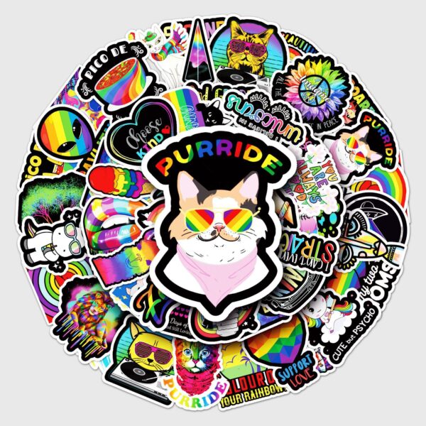 Wholesale 50 personalized DIY color rainbow graffiti cross-border ins wind laptop luggage decoration stickers