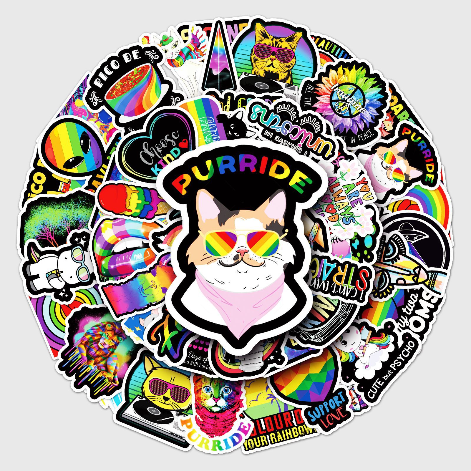 Wholesale 50 personalized DIY color rainbow graiti cross-border ins wind laptop lage decoration stickers