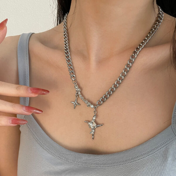 oly-3b77c93ade0aa214c0609ccc46809ccc Wholesale Square Diamond Star Cross Necklace for Men Ins Hip-Hop Neutral Trend Cool Niche Clavicle Chain for Women