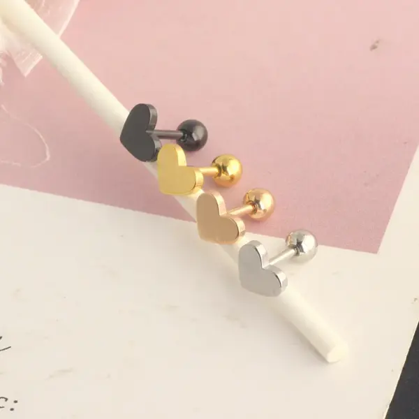 1 Piece Vintage Style Heart Shape Stainless Steel Ear Studs