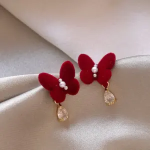 48# Silver Needle-Real Gold Plating-Gold-Red-Butterfly