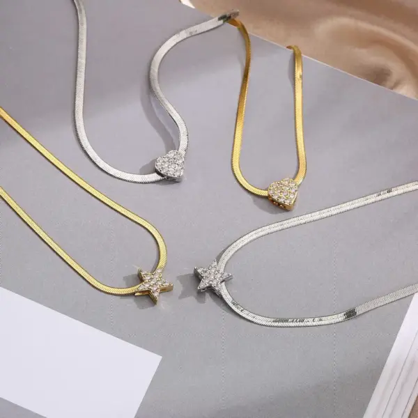 Wholesale Fashion Heart Stainless Steel Copper Plating 18K Gold Plated Necklace