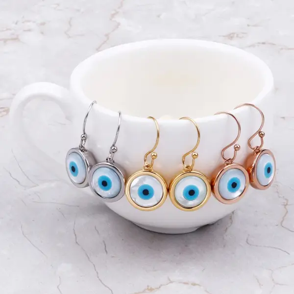 Wholesale Fashion Devil's Eye Titanium Steel Inlay Opal Bracelets Earrings Necklace