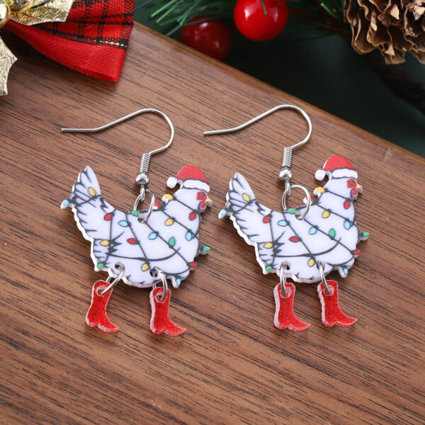 Wholesale Christmas Lights Hen Patchwork Acrylic Earrings