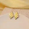 201 Stainless Steel Geometric Flower Rack Plated Stone-Free Imitation Gold Modern Style Stamping Gold Drop Earrings Ear Studs