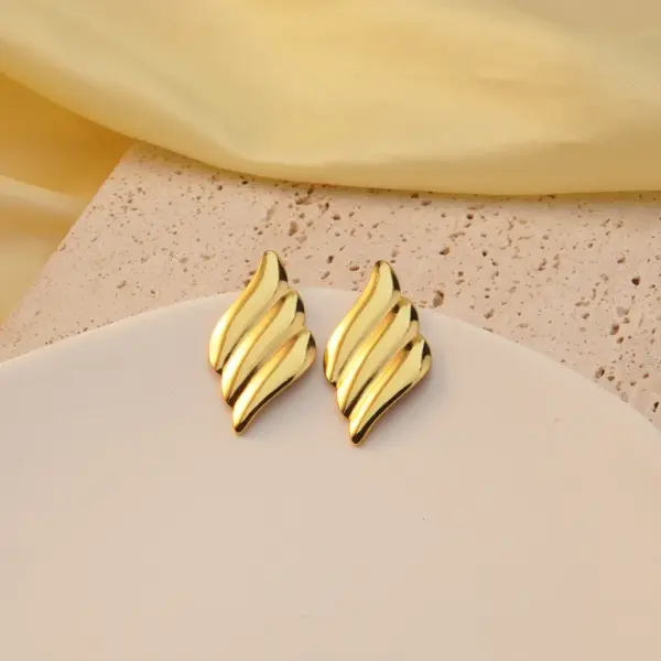 201 Stainless Steel Geometric Flower Rack Plated Stone-Free Imitation Gold Modern Style Stamping Gold Drop Earrings Ear Studs