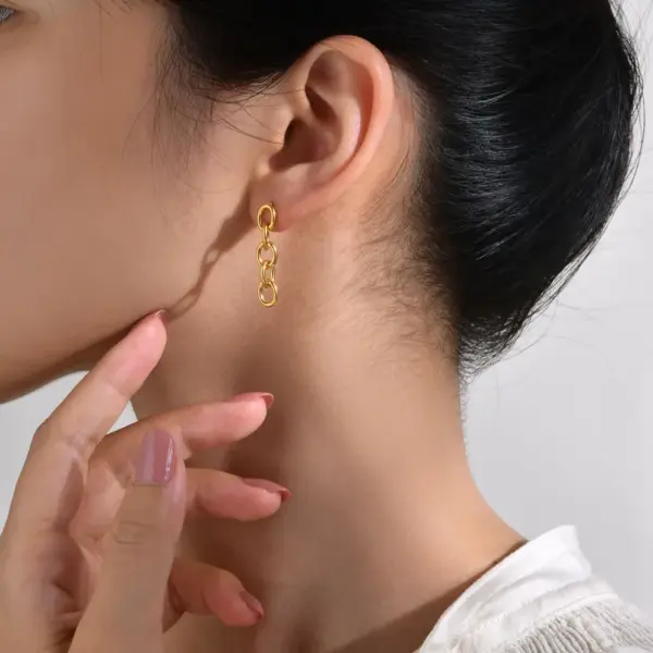 Wholesale 1 Pair Simple Style Geometric Plating 201 Stainless Steel Gold Plated Stainless Steel Earrings