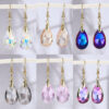 Wholesale Cross-border European and American Jewelry Hot Sale Long Crystal Earrings Light Luxury High-end Colorful Crystal Water Drop Earrings for Women